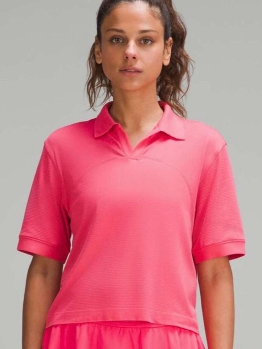 lululemon athletica cropped Pink Short-Sleeve Crop Polo